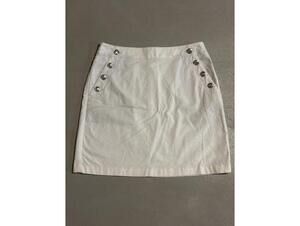 Loft White Mini Skirt with Silver Button Details